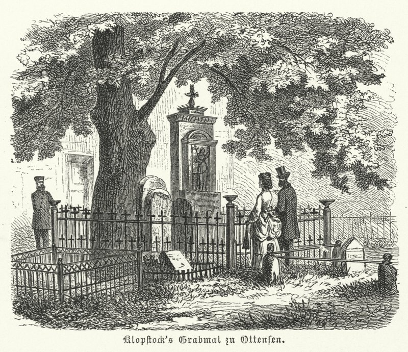Friedrich Gottlieb német költő sírja, Klopstock, Ottensen, Hamburg (metszet) alkotó: German School