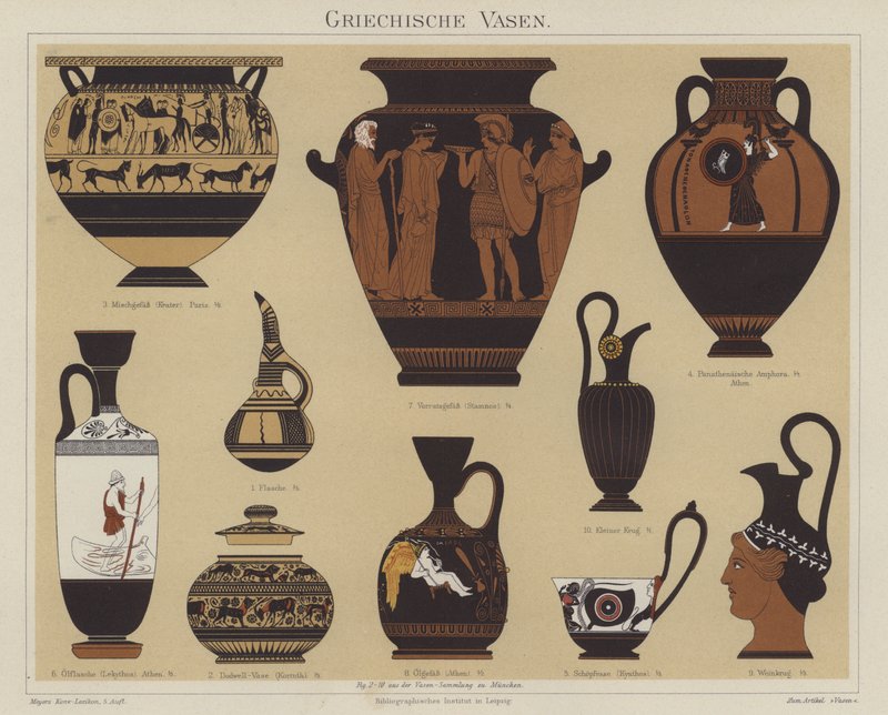 Görög vázák (színes litho) alkotó: German School
