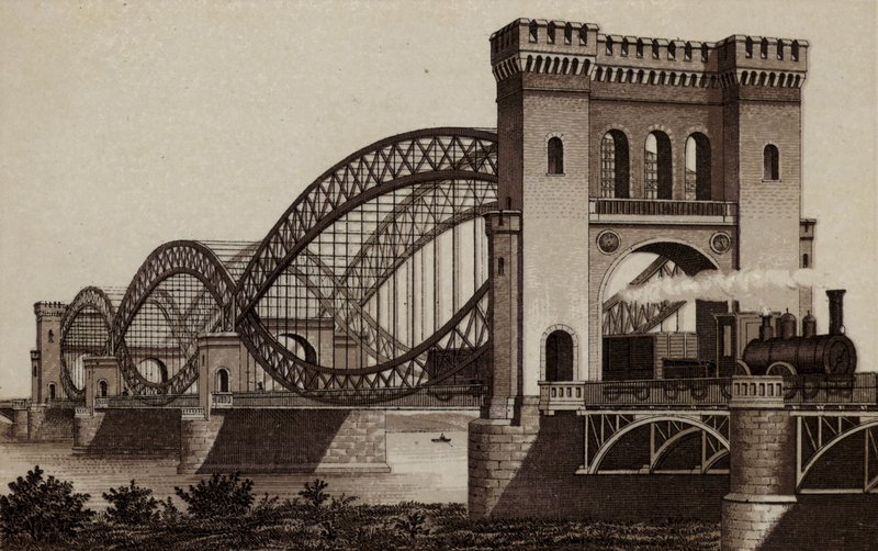 Hamburg: Eisenbahn-Elb-Brucke, az Elbán átívelő vasúti híd (litho) alkotó: German School