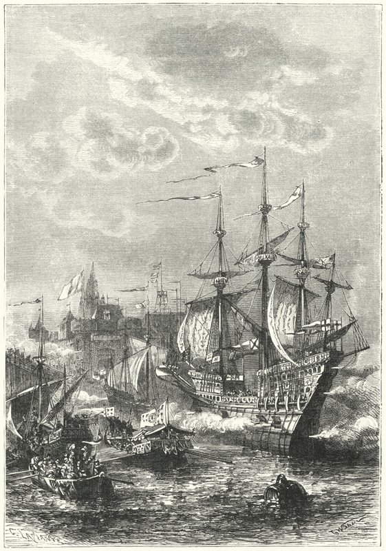 VIII. Henrik és az angol flotta partra száll Calais-ban alkotó: German School