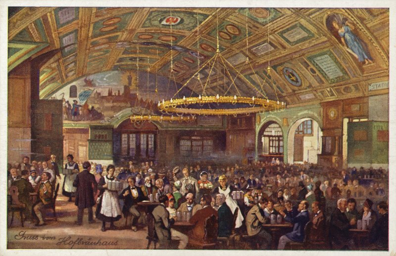 Hofbrauhaus, München (színes litográfia) alkotó: German School