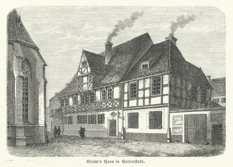 Johann Wilhelm Ludwig Gleim költő háza, Halberstadt, Németország (metszet) alkotó: German School