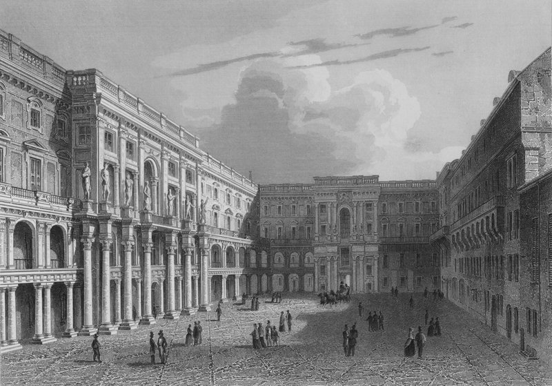 A berlini királyi palota belső udvara (acélmetszet) alkotó: German School