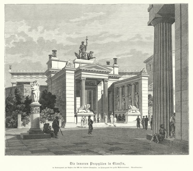 Eleusis belső propileuma, ókori Görögország (metszet) alkotó: German School