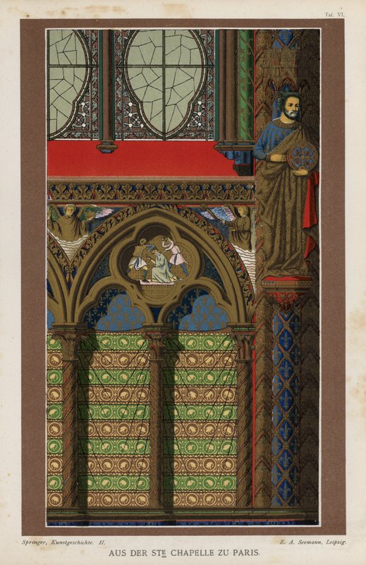 Belső részlet a Sainte-Chapelle-ből, Párizs, Franciaország (színes litó) alkotó: German School