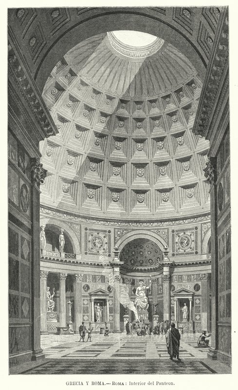 A Pantheon belseje, Róma (litho) alkotó: German School