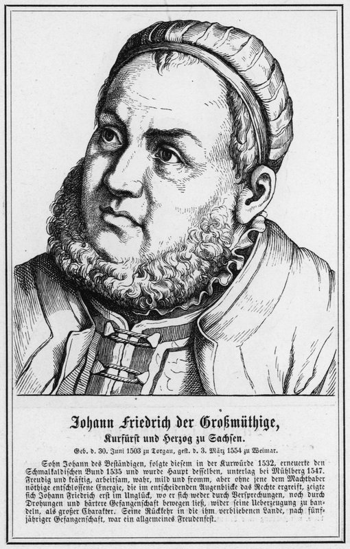 Johann Friedrich the Crokmuthige, választófejedelem és Szászország hercege (metszet) alkotó: German School