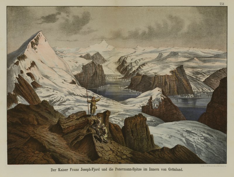 Kaiser Franz Joseph Fjord és Petermann-csúcs, Grönland (színes litó) alkotó: German School