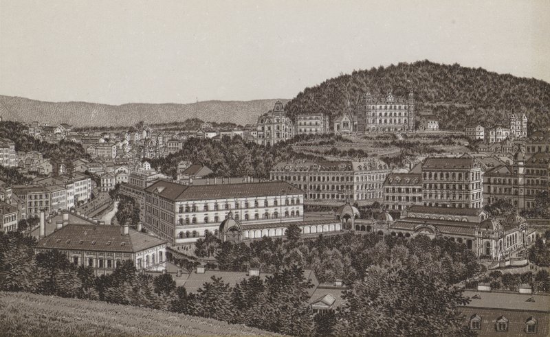 Karlovy Vary az északi oldalról (litho) alkotó: German School