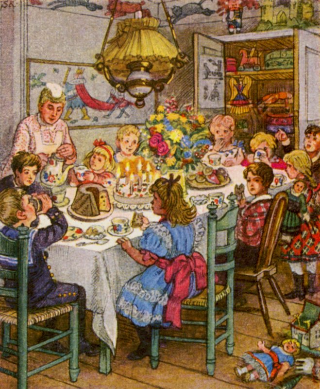 Kindergeburtstag / Gyermeknap (színes litográfia) alkotó: German School