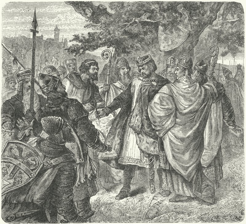 János király beleegyezik a Magna Cartába, Runnymede alkotó: German School