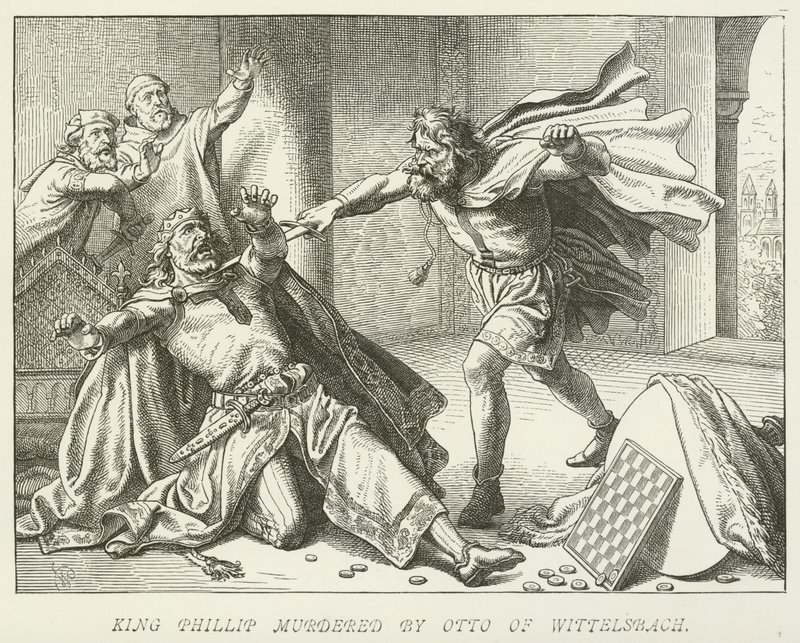 Phillip királyt Wittelsbach Ottó gyilkolta meg alkotó: German School