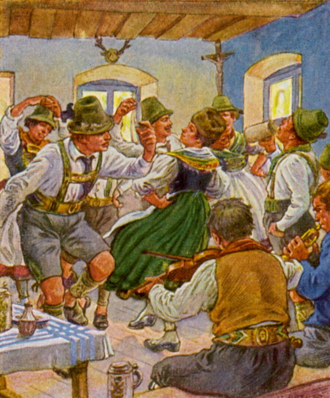 Kirchweihtanz / Egyházi ünnepi tánc (színes litográfia) alkotó: German School