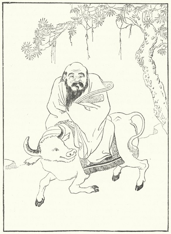 Laozi, ősi kínai filozófus, vízibivalyon (metszet) alkotó: German School