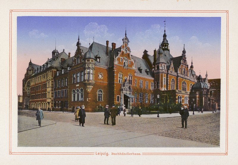 Lipcse, könyvkereskedőház (színes litográfia) alkotó: German School