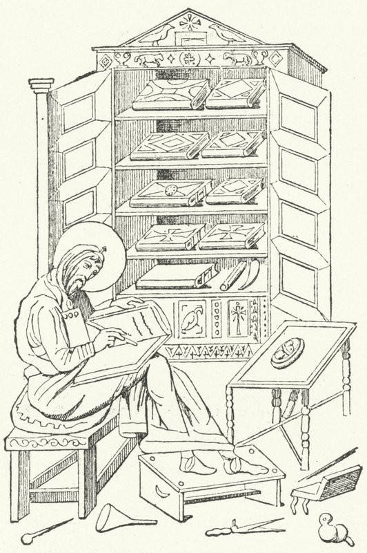 A Kelet-Római Birodalom polgári polgárának könyvtára (metszet) alkotó: German School