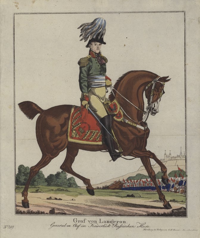 Louis Alexandre Andrault de Langeron, az orosz hadsereg francia tábornoka (színes metszet) alkotó: German School