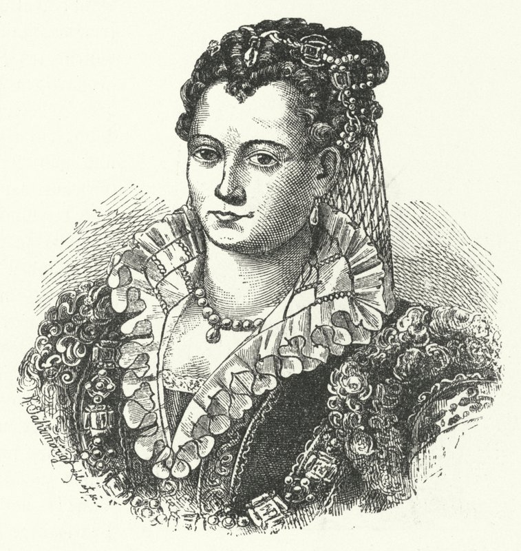 Lucrezia Borgia, Ferrara, Modena és Reggio hercegnő hitvese (metszet) alkotó: German School