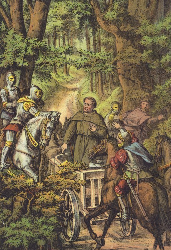 Luther elrablása a Wartburgba (chromolitho) alkotó: German School