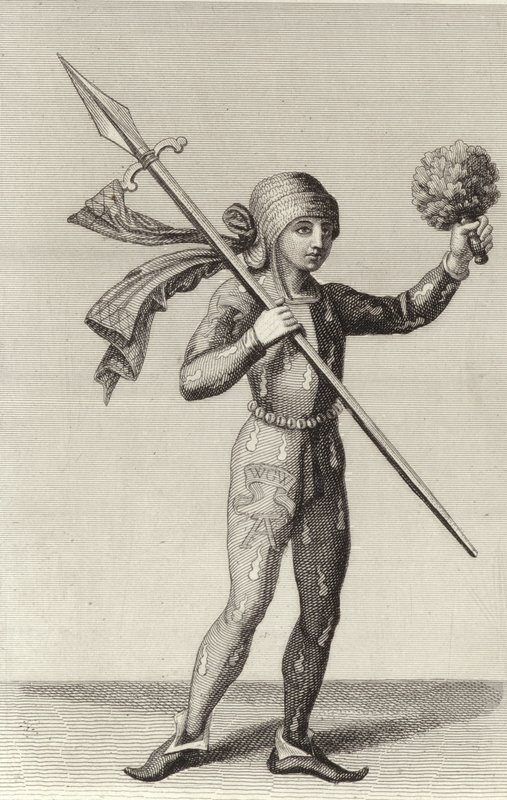 Nürnbergi férfi, aki lándzsát tart alkotó: German School