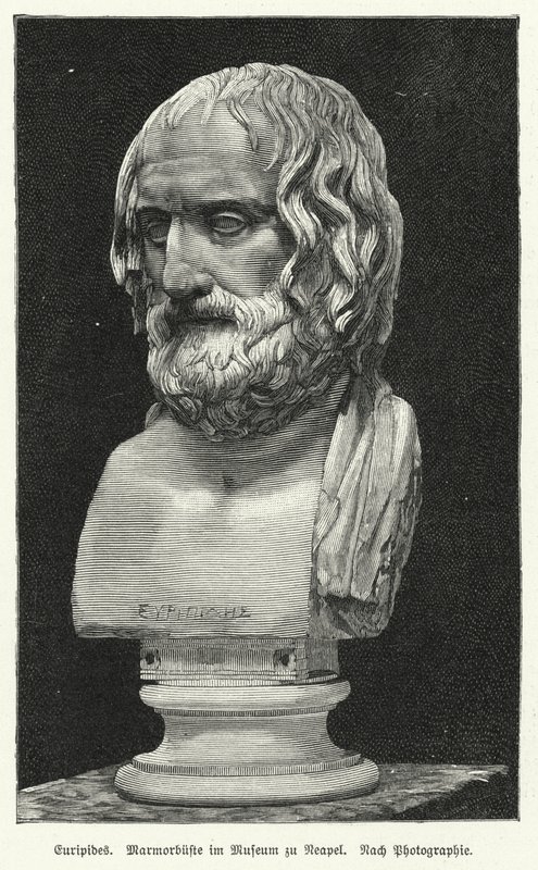 Euripidész márvány mellszobra, ókori görög drámaíró (litho) alkotó: German School