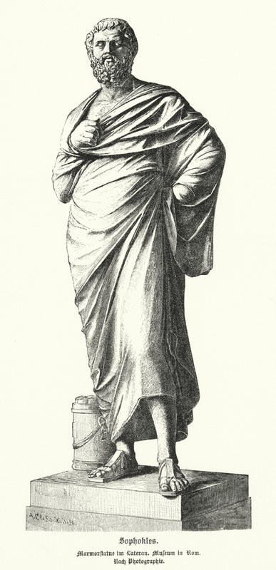 Szophoklész, ókori görög drámaíró márványszobra (litho) alkotó: German School