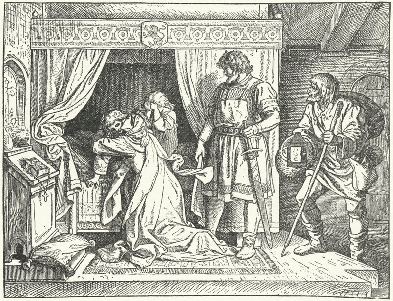 Szicíliai Margit, II. Frigyes római római császár lánya, aki elhagyja fiait, miután felfedezte férje, degenerált Albert meisseni őrgróf házasságtörését. alkotó: German School