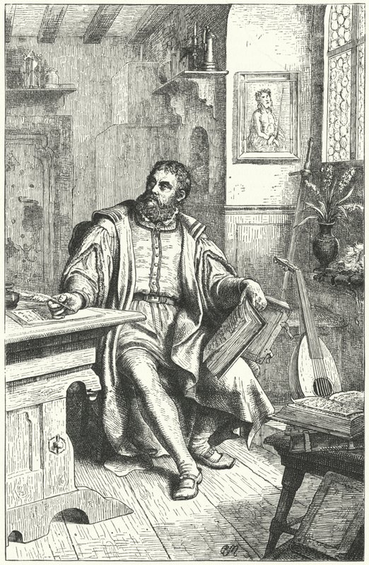 Luther Márton a Bibliát németre fordítja (metszet) alkotó: German School