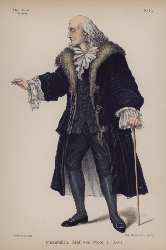 Maximilian, von Moor gróf, Friedrich Schiller Die Rauber-ből (A rablók) (színes litó) alkotó: German School