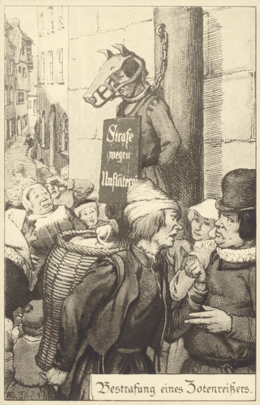 Középkori büntetés az obszcenitásért (litho) alkotó: German School