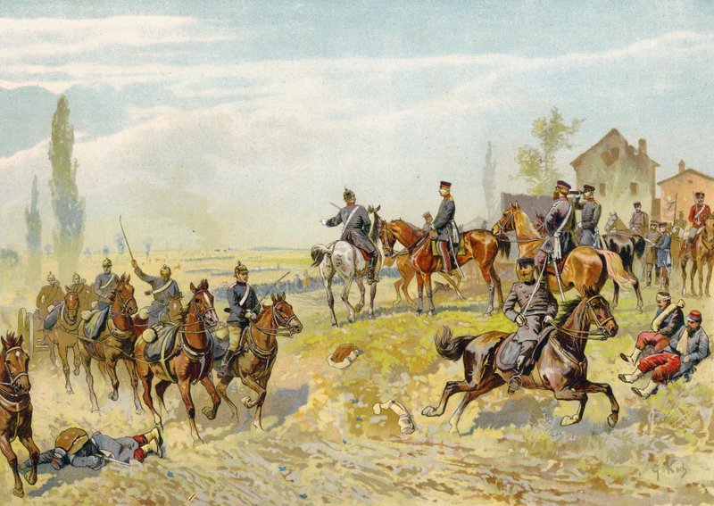 Moltke a német 2. hadtest érkezésére várva Gravelotte-ba, a francia-porosz háborúban, 1870. augusztus 18. alkotó: German School