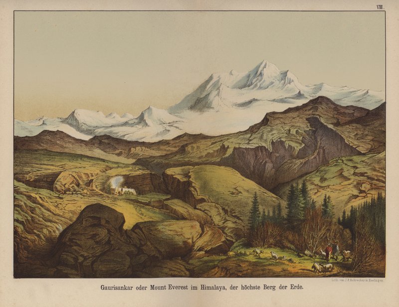 Mount Everest, a Föld legmagasabb hegye (színes litó) alkotó: German School