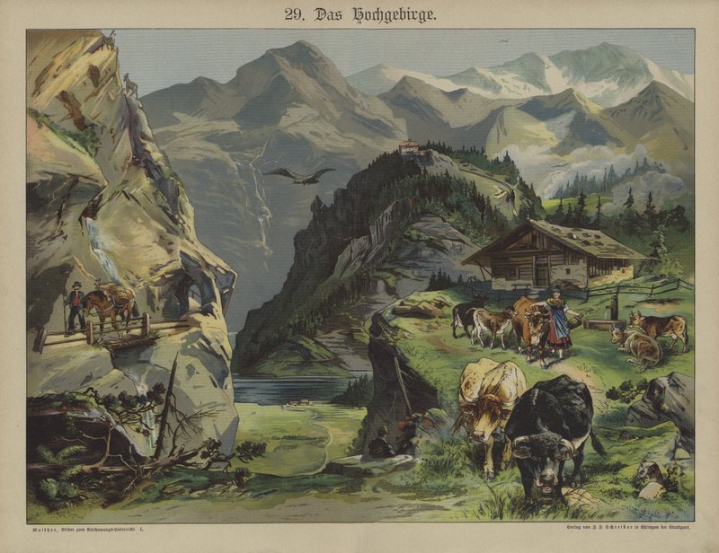 Hegyi élet (színes litó) alkotó: German School