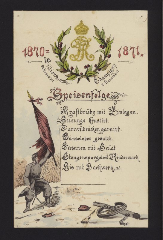 A megszálló németek újévi bankettek Villiers és Champigny városában, Párizsban, 1870. december 30-án és 1871. január 2-án (színes litó) alkotó: German School