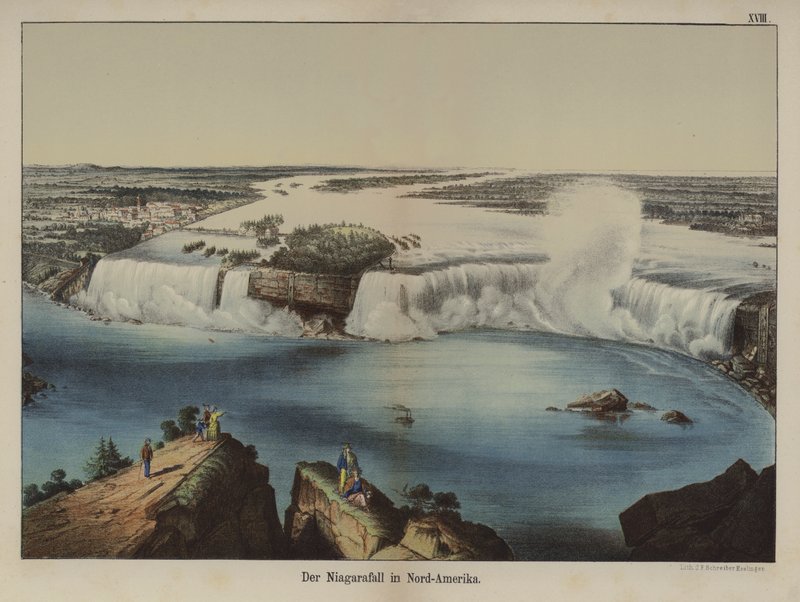 Niagara-vízesés Észak-Amerikában (színes litho) alkotó: German School