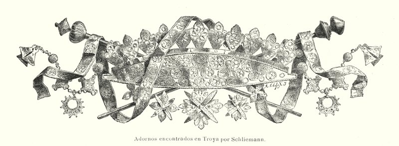 Dísztárgyat talált Heinrich Schliemann német régész az ókori Trója (litho) lelőhelyén végzett ásatásai során alkotó: German School