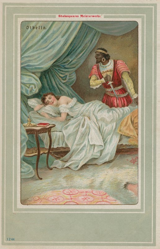 Othello közeledik az alvó Desdemonához alkotó: German School