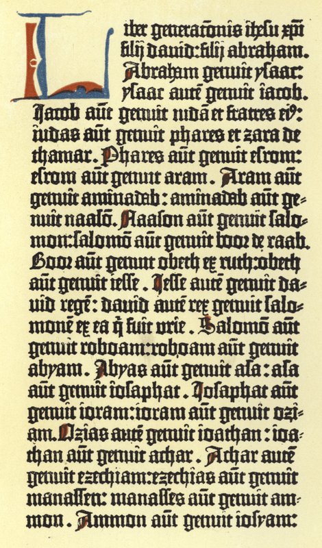 Része Gutenberg bibliája oszlopának alkotó: German School