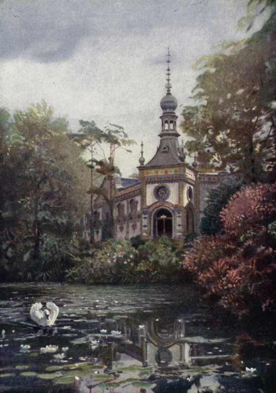 A Vierwaldstattersee és az új majomház része, Berlini Állatkert, Németország (színes litho) alkotó: German School
