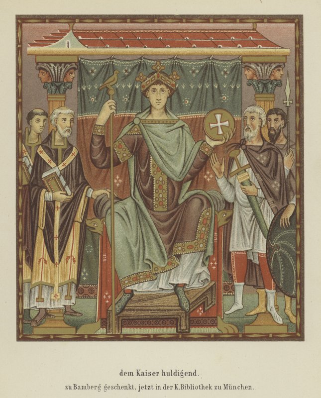 Tisztelgés III. Ottó római császár előtt (színes litó) alkotó: German School