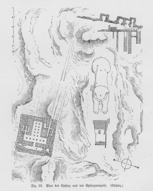 A Szfinx és a Szfinx templom terve, Giza, Egyiptom (metszet) alkotó: German School