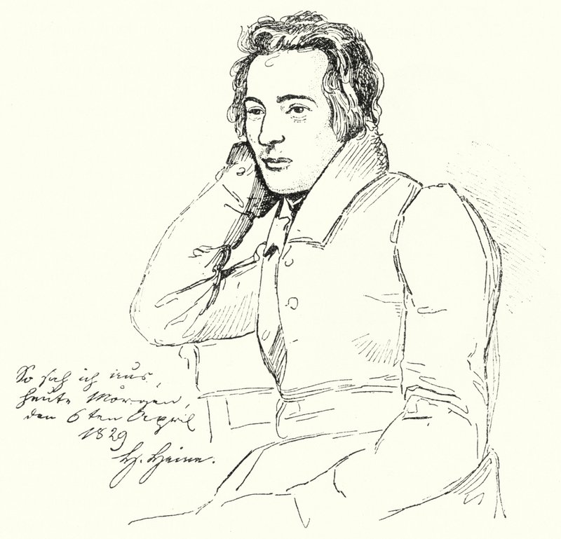 Heinrich Heine német költő és író fiatal férfi portréja (metszet) alkotó: German School
