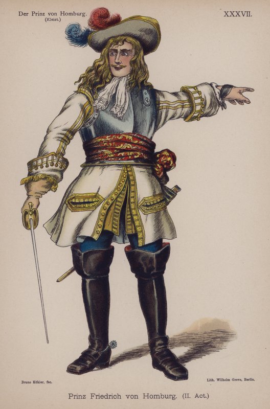 Friedrich homburgi herceg, a Der Prinz von Homburg (Homburg hercege) Heinrich von Kleisttől (színes litó) alkotó: German School