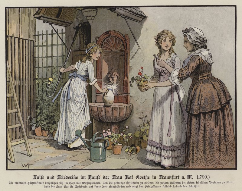 Louise és Frederica mecklenburg-Strelitz hercegnők Frau Goethe házában Frankfurtban alkotó: German School