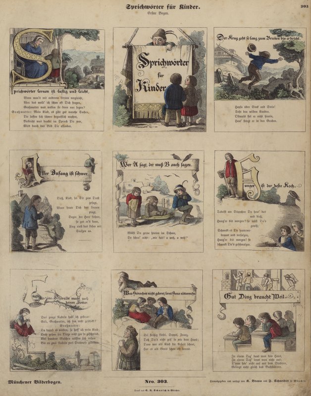Közmondások gyerekeknek (színes metszet) alkotó: German School