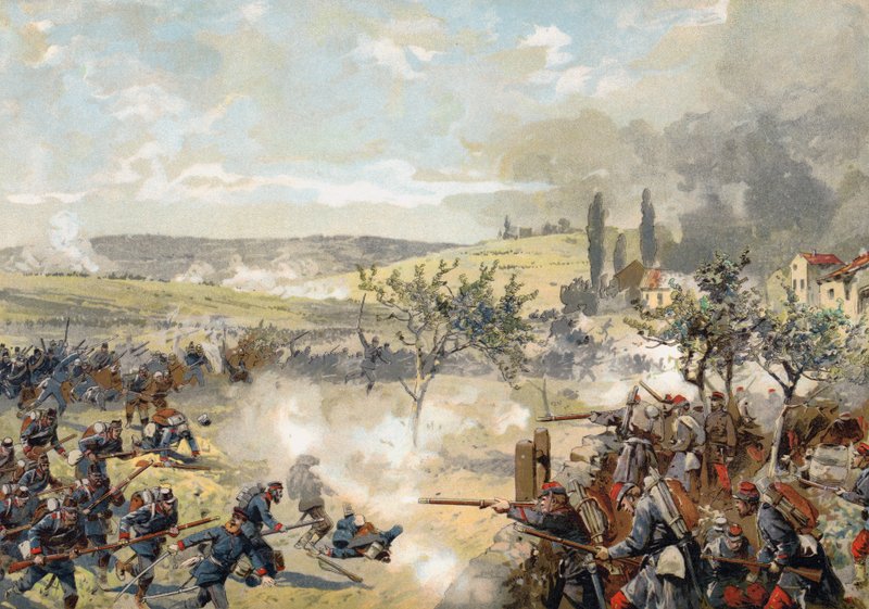 A porosz Landwehr akcióban a noisseville-i csatában, francia-porosz háború, 1870. augusztus 31. alkotó: German School