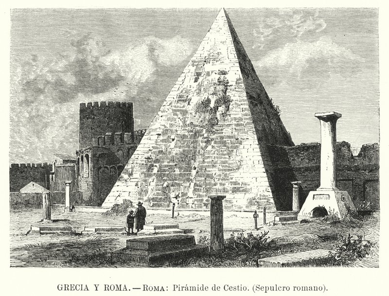 Cestius piramisa, Gaius Cestius sírja, Róma (litho) alkotó: German School