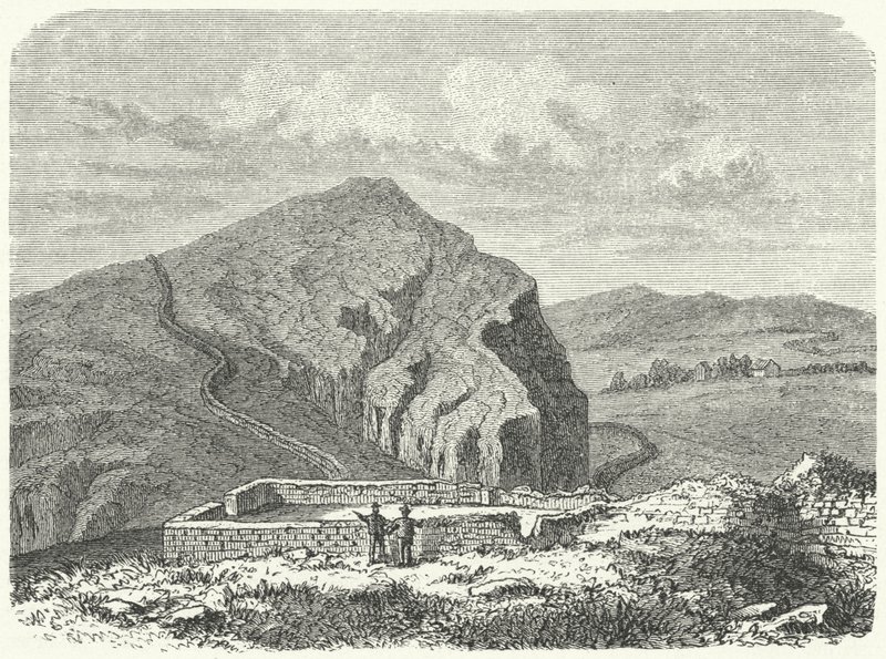 Perselus falának maradványai, Hadrianus falától északra (metszet) alkotó: German School