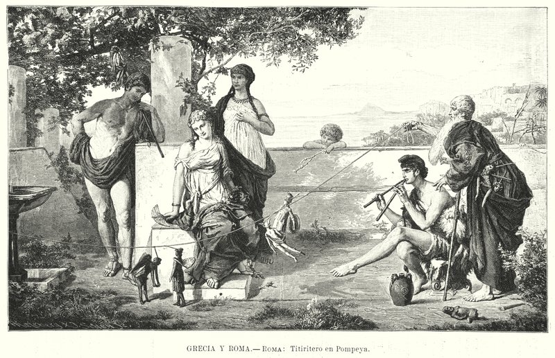Római bábszínészek Pompejiben (litho) alkotó: German School