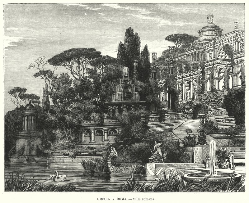 római villa (litho) alkotó: German School